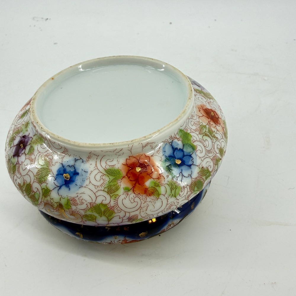 Vintage Porcelain Hair Receiver | Asian Hand Painted Dresser Vanity Jar - Picture 11 of 15